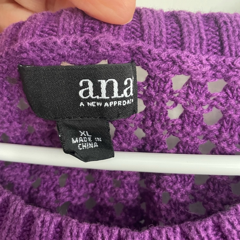 a.n.a Women's Rich Purple Crew Neck Sweater in size XL - Picture 4 of 6